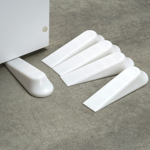 Alpina Set of 5 white plastic door stops, protects doors and floors 1
