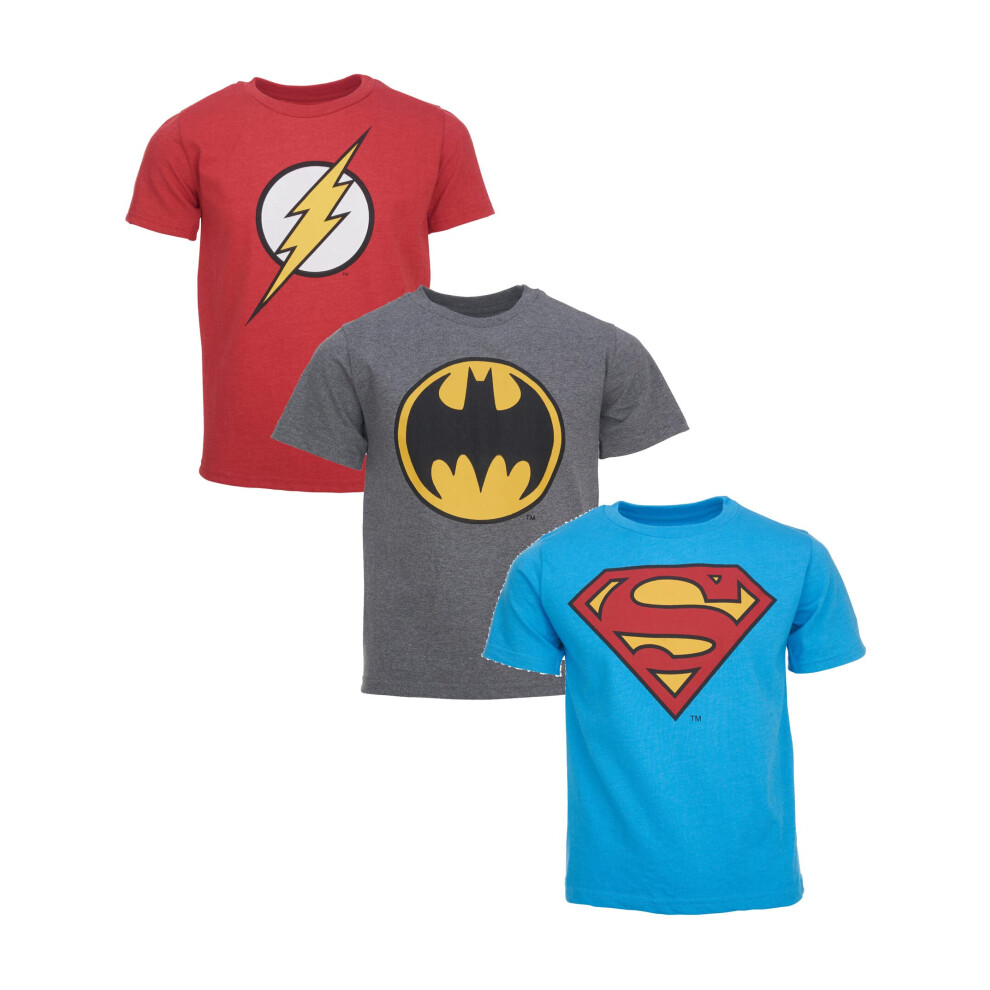 DC Comics Justice League The Flash Superman Batman Toddler Boys 3 Pack T-Shirts Red/Gray/Blue 3T