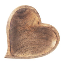 Herzförmiges Serviertablett aus nachhaltigem Mangoholz