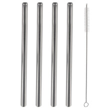 Wiederverwendbare Stahlstrohhalme mit Reinigungsbürste - 4er-Pack