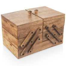 Aufbewahrungsbox aus Holz mit 5 Fächern für Nähzubehör