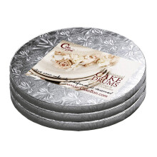 Cakebon Plateaux à Gâteau - Drums Solides de 1/2 Pouce Épais - 8 Pouces Argent 3-Pack