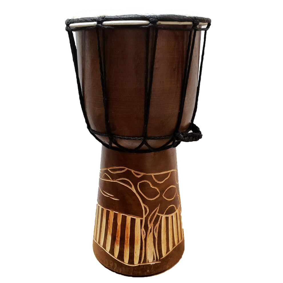 Djembe Drum Carved Bongo African inspired music also a unique gifting idea. Carver Abstract Elephant Giraffe Turtle. (12 Inch  Giraffe)