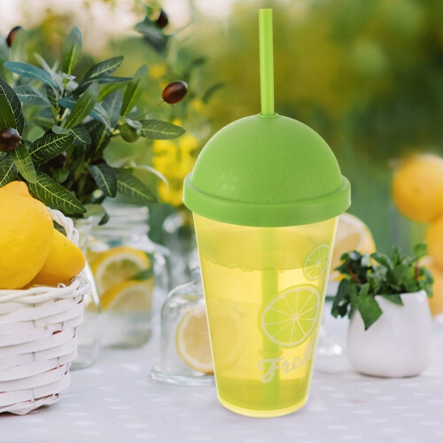 Becher mit Deckel und Strohhalm für Smoothies und Eistee 1