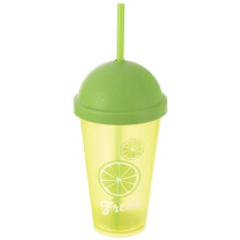 Becher mit Deckel und Strohhalm für Smoothies und Eistee