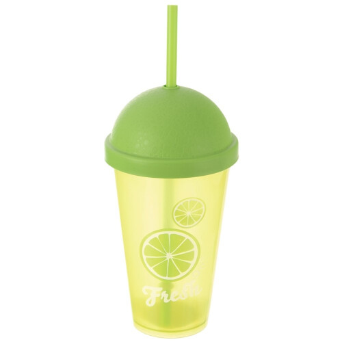 Becher mit Deckel und Strohhalm für Smoothies und Eistee