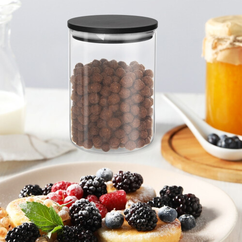 Vorratsglas aus Glas mit luftdichtem Bambusdeckel 1