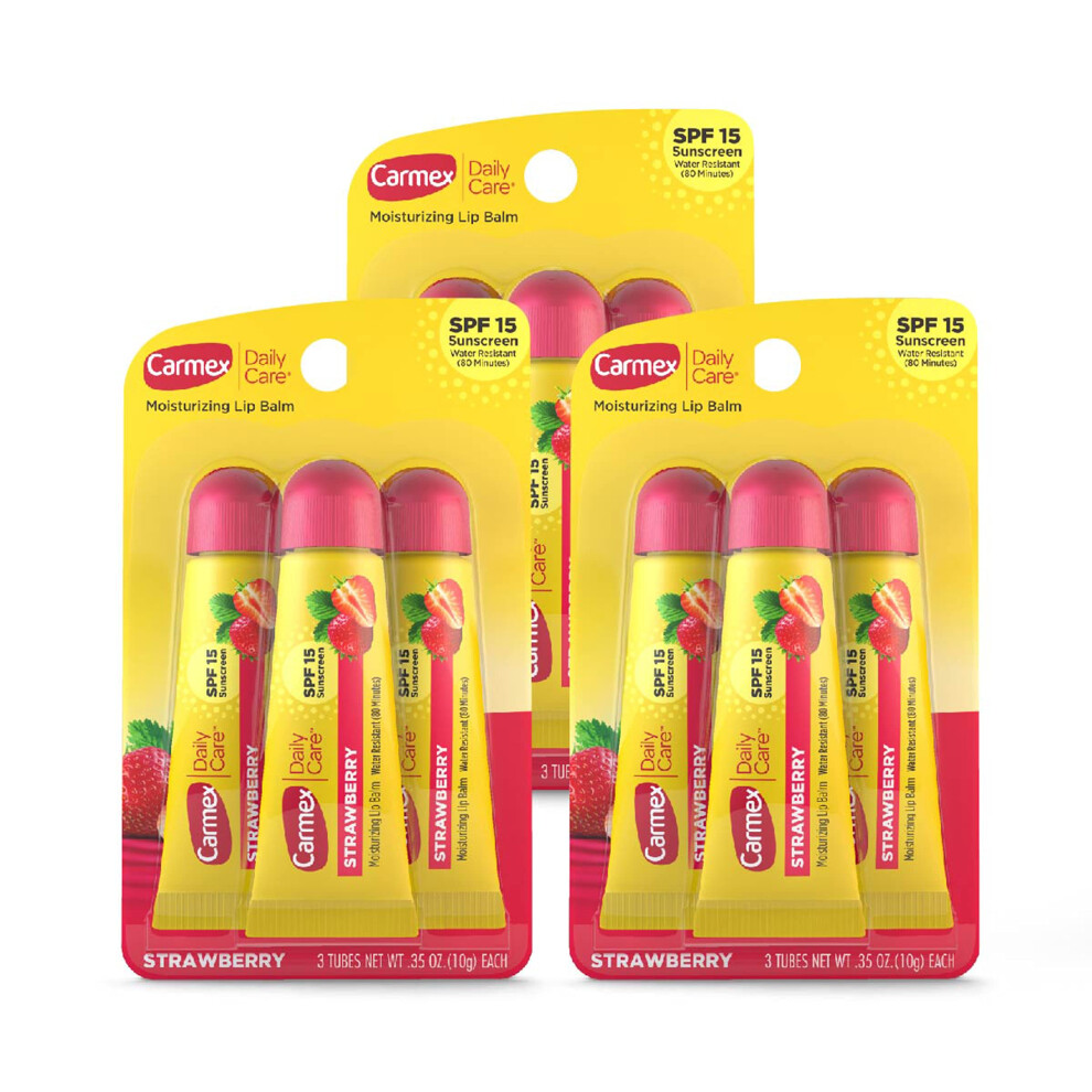 carmex Daily care Moisturizing Lip Balm with SPF 15  Strawberry Lip Balm Tubes  035 OZ Each - 3 count (Pack of 3)