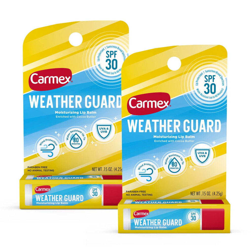 Carmex Weather Guard Moisturizing Lip Balm Stick with SPF 30  0.15 Oz (2)