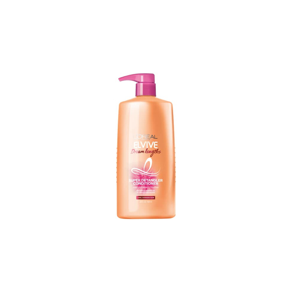 L'Oreal Paris Elvive Dream Lengths Super Detangling Conditioner With Fine Castor Oil and Vitamins B3 and B5 for Long  Damaged Hair  Instantly Detangle