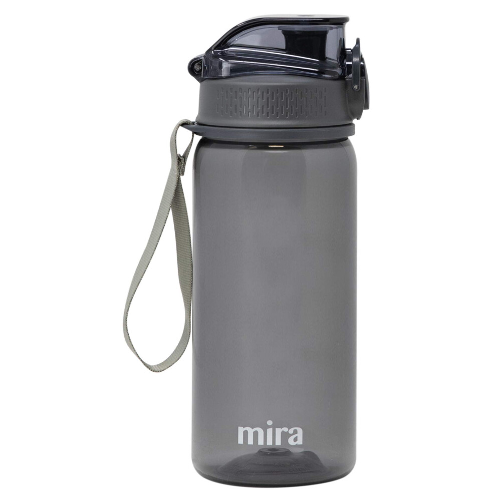 MIRA Reusable Tritan Water Bottle | BPA-Free Plastic Sports Water Bottle | Leak Proof Locking Flip Top Lid with Easy Flow Spout (17 oz (500 ml)  Charc