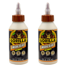 Gorilla Ultimate Waterproof Houtlijm, Natuurlijke Houtkleur, 8 Ounce (2-pack) - Waterdicht voor Binnen- en Buitenprojecten