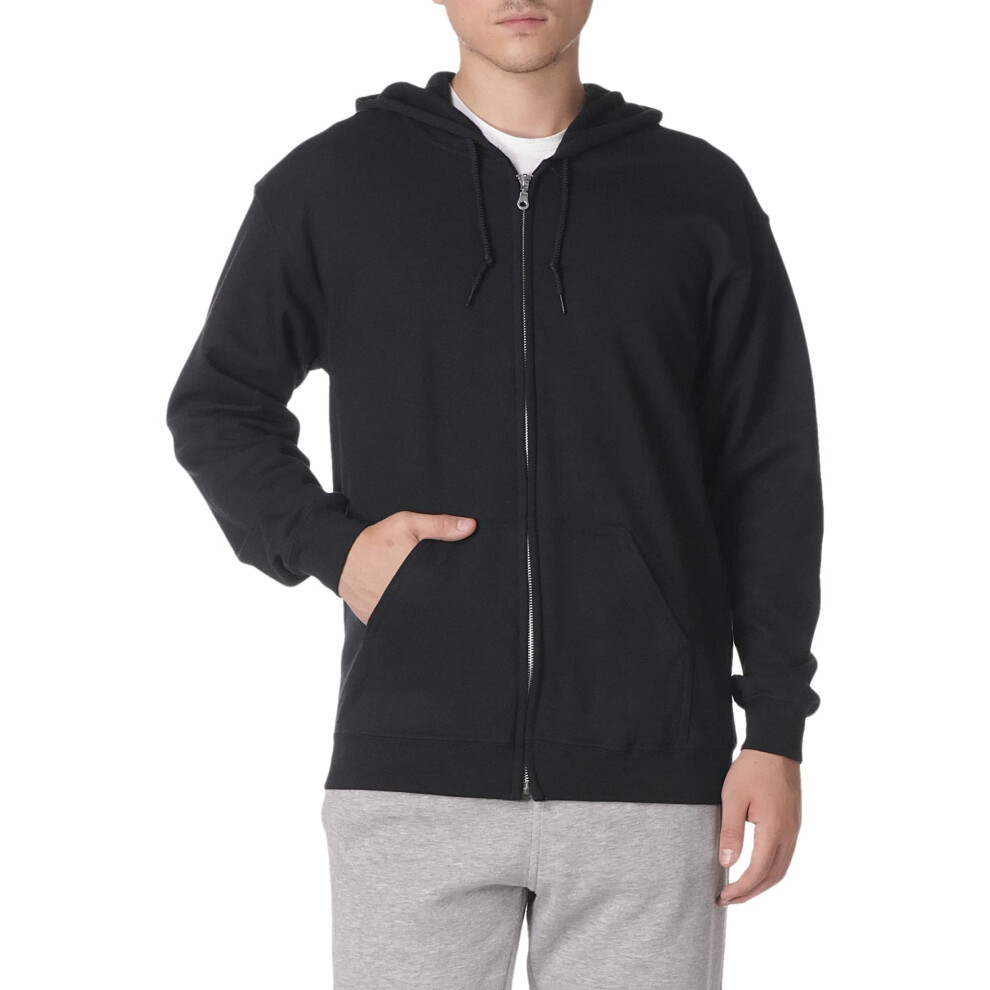 Gildan Heavy Blend Unisex Adult Full Zip Hooded Sweatshirt Top (S) (Black)