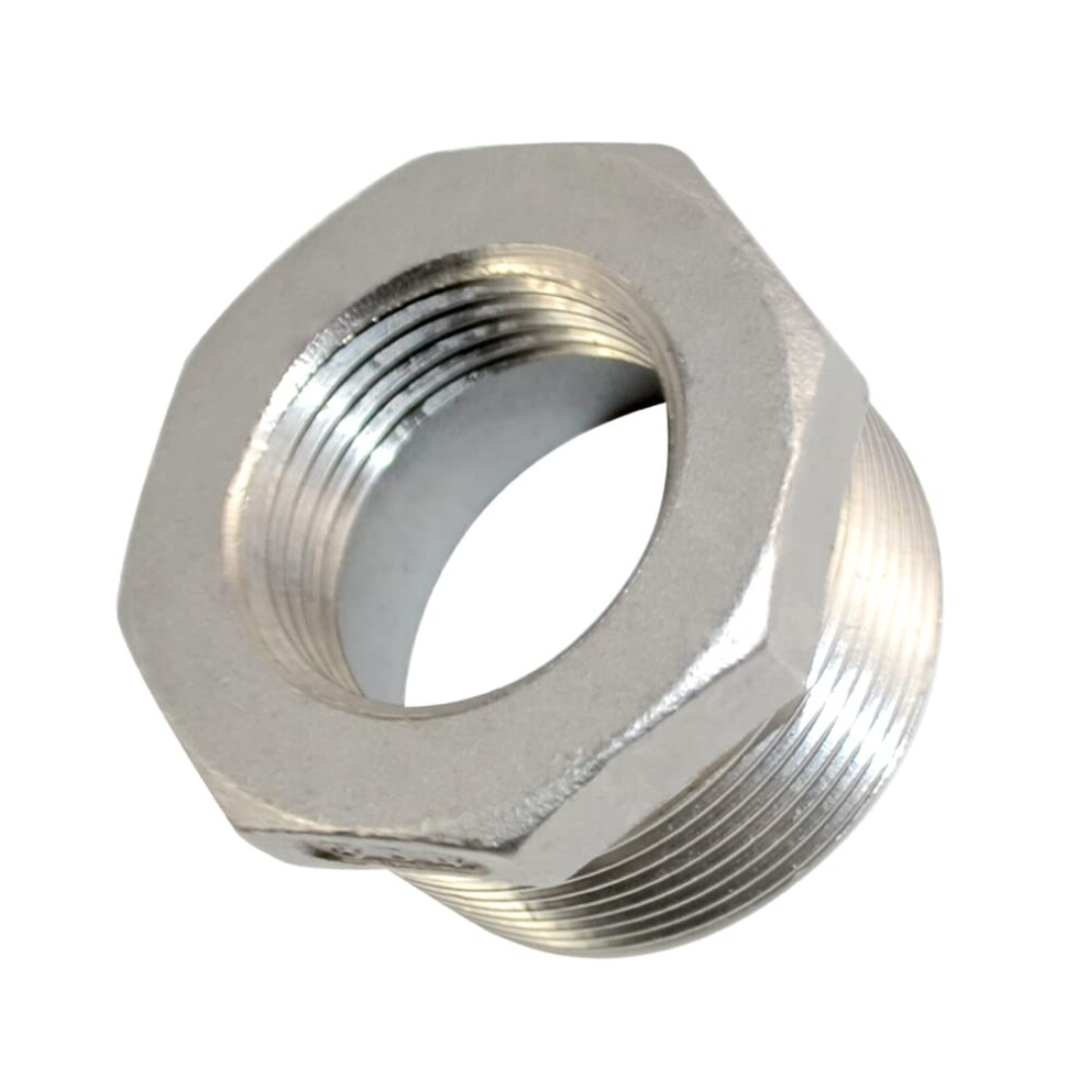 1-1/2"" Male x 1"" Female Thread Reducer Bushing Pipe Fitting  Adapter  Stainless steel SS 304 NPT