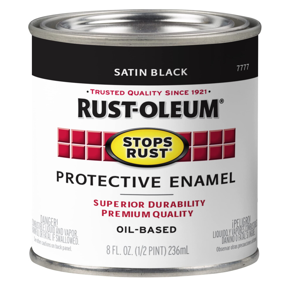 Rust-Oleum 7777730 Protective Enamel Paint  8-Ounce  Satin Black