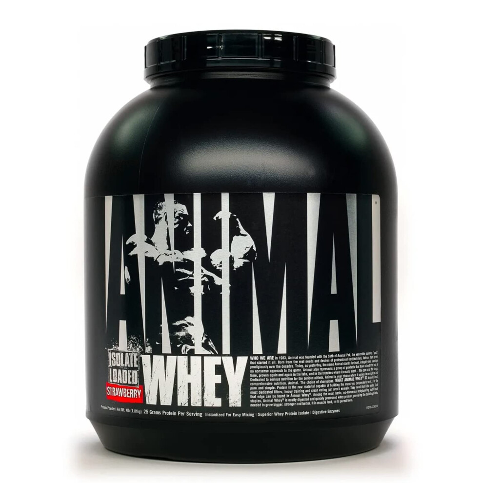 Animal Whey Isolate Whey Protein Powder  Strawberry  4 Pound  64 oz