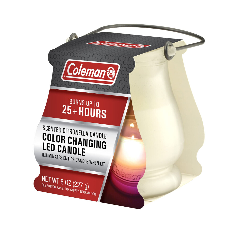 Coleman Color Changing LED Candle - Citronella Candle  Outdoor Candle - 8 oz (Boxed)