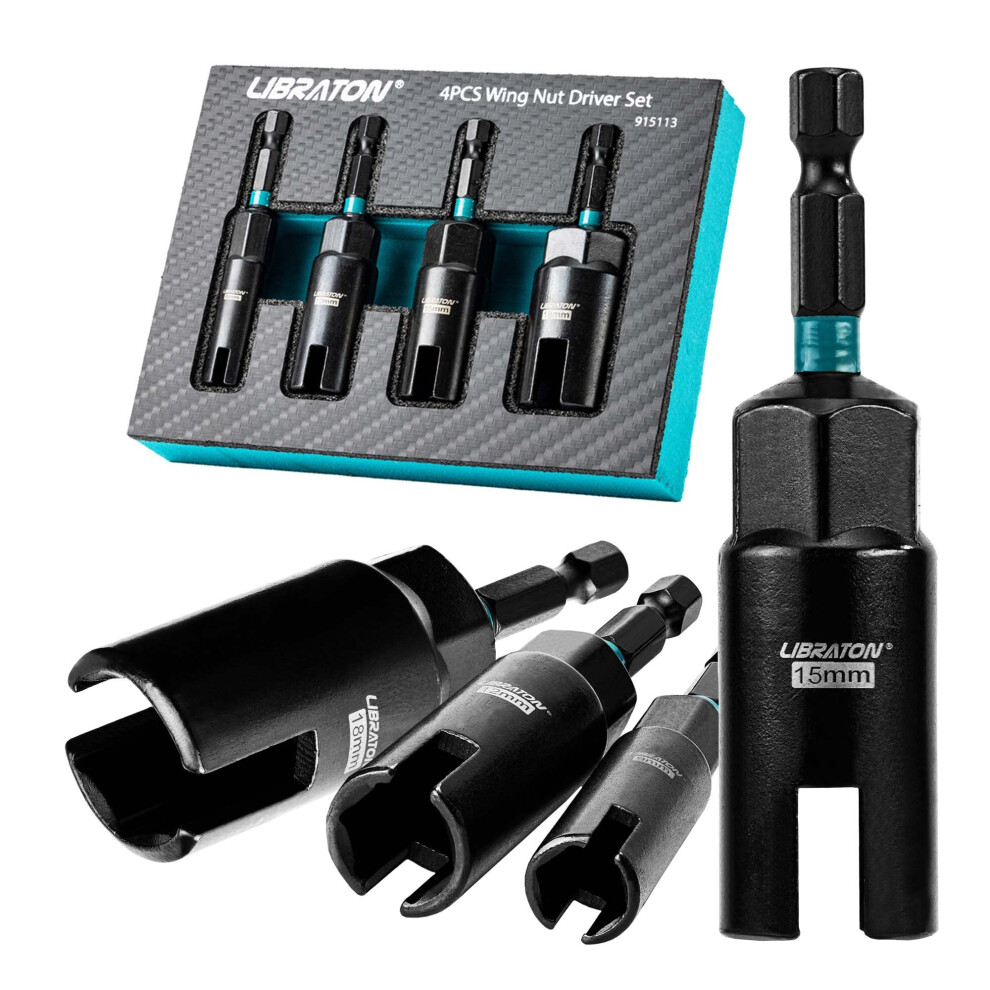 Photos - Screwdriver Libraton Wing Nut Driver 4PcS Wing Nut Driver Bit 14A Hex Shank Wing Nut Driver Set 9mm 12mm 15mm 18mm Nut Driver Set with E