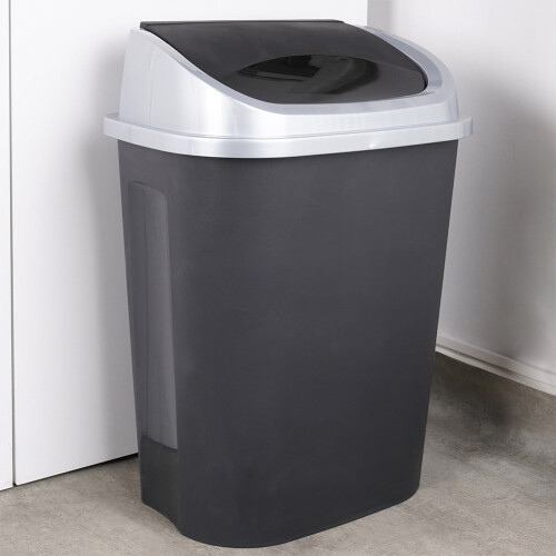 50L Dustbin with Swivel Lid in Durable Black Material 1