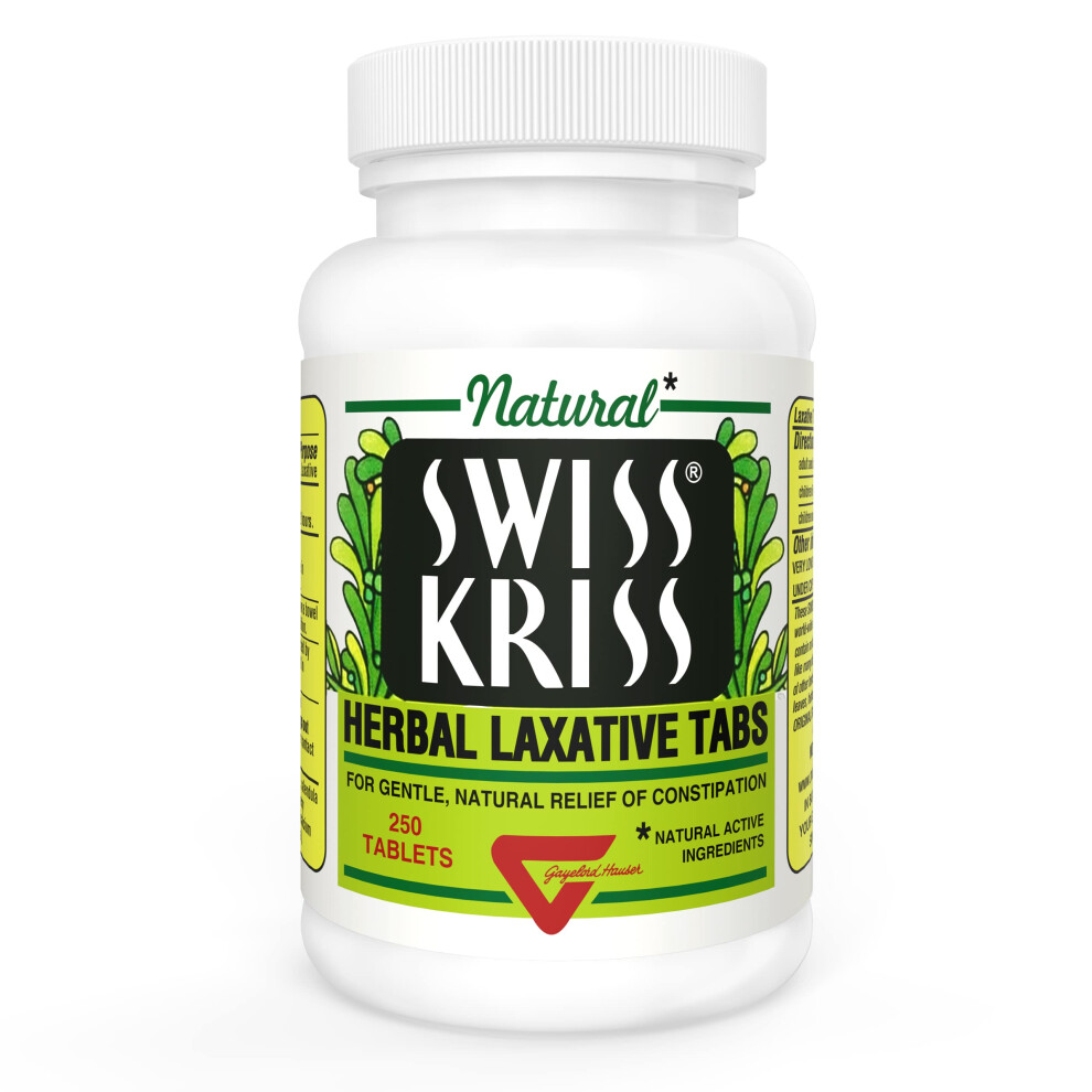 Swiss Kriss Herbal Laxative Tablets  Gentle & Natural Laxatives for Constipation Relief for Adults & Children Over Age 6  Works in 6-12 Hours  Senna L