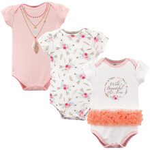 Little Treasure Unisex Baby Bomuld Bodysuits Boho Kort?rmede 9-12 m?neder