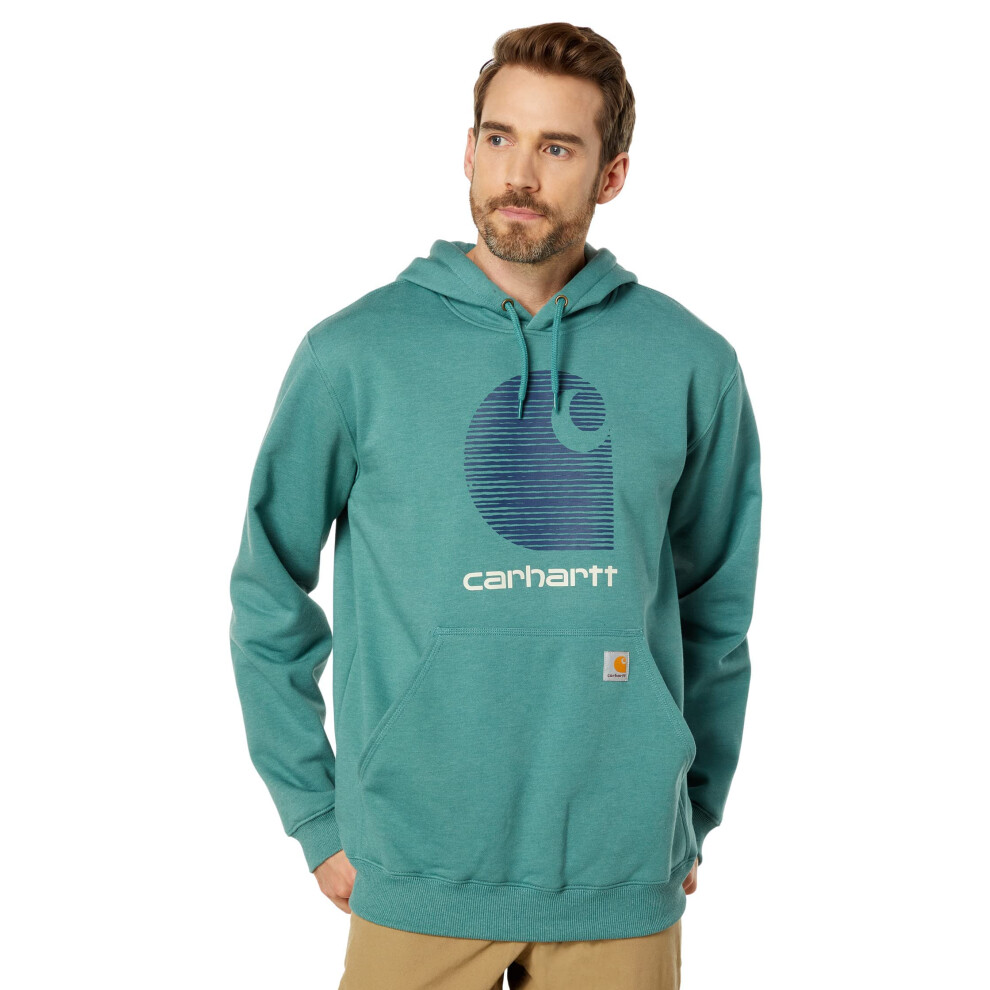 Carhartt Men's Rain Defender Loose Fit Midweight C Logo Graphic Sweatshirt  Slate Green Heather  Large/Tall