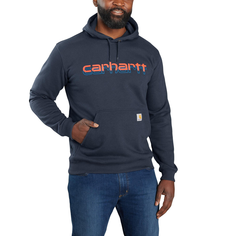 Carhartt Men's Rain Defender Loose Fit Midweight Logo Graphic Sweatshirt  New Navy  X-Large/Tall