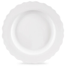 Weißer Porzellan-Essteller mit gewelltem Rand, spülmaschinenfest