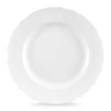 Eleganter Dessertteller aus weißem Porzellan mit gewelltem Rand