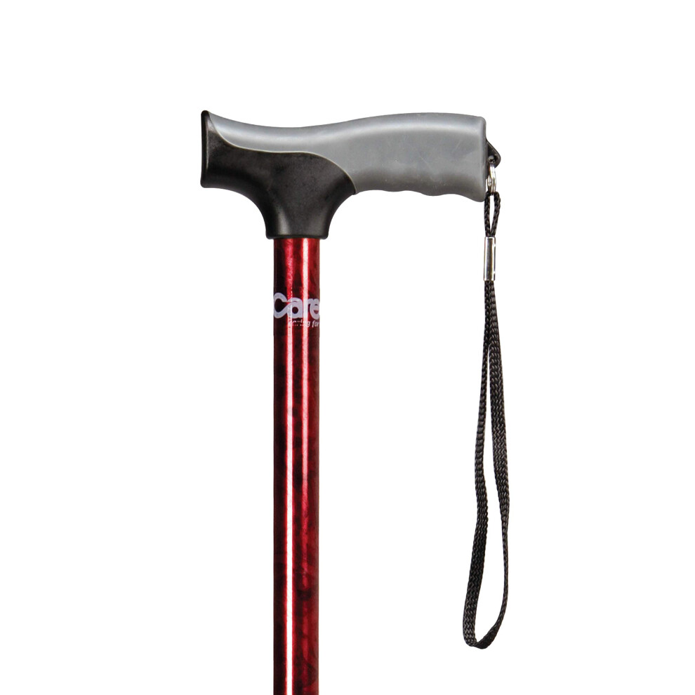 Carex Health Brands Soft Grip Walking Cane - Height Adjustable with Wrist Strap - Latex Free Soft Cushion Handle  Red Pattern & Marble  40 Inch (Pack