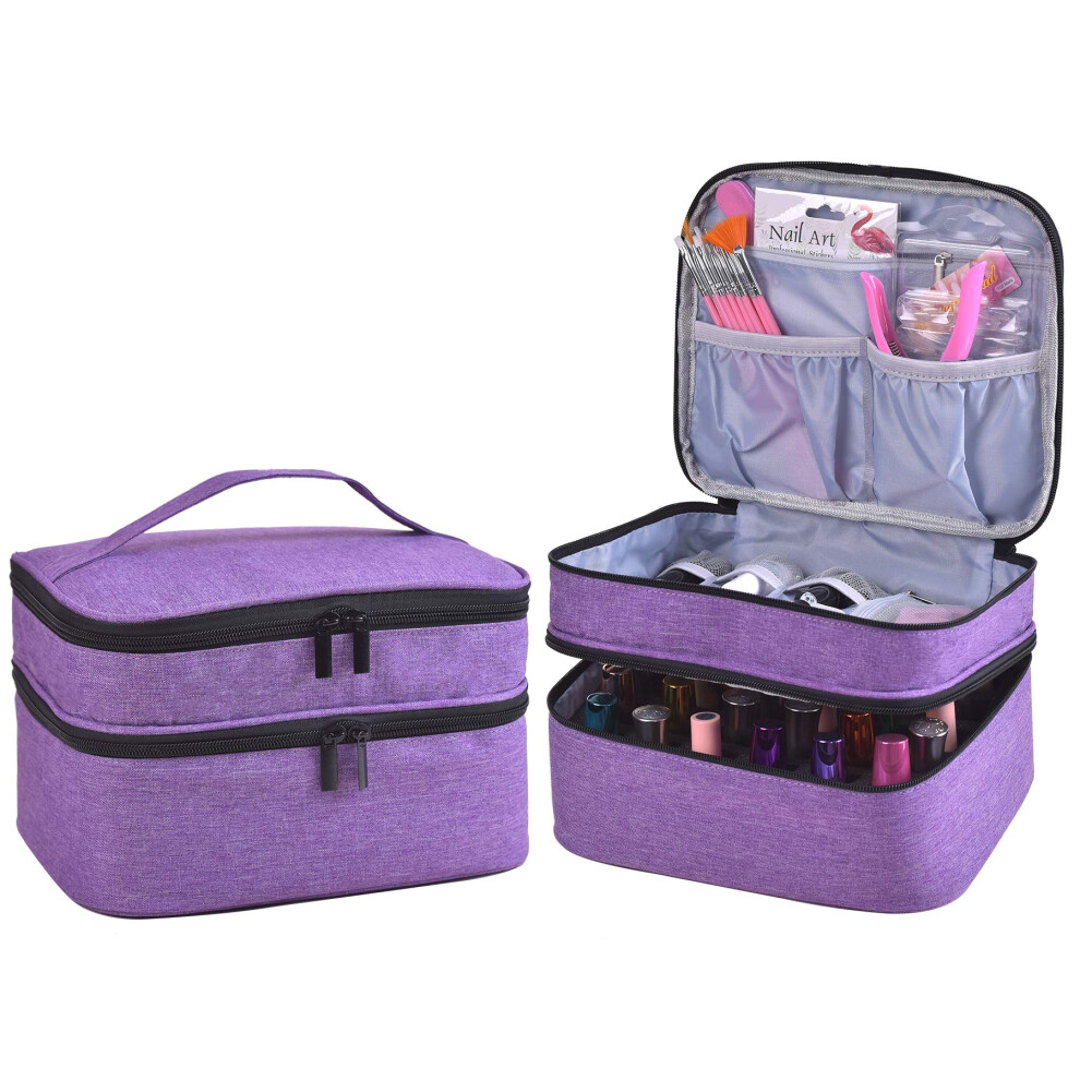 Zfzgfrcs Nail Polish Organizer- Holds 30 Bottles Nail Supply Organizers And Storage Double-Layer Nail Bag Organizer Case Nail Varnish Organizer Nail