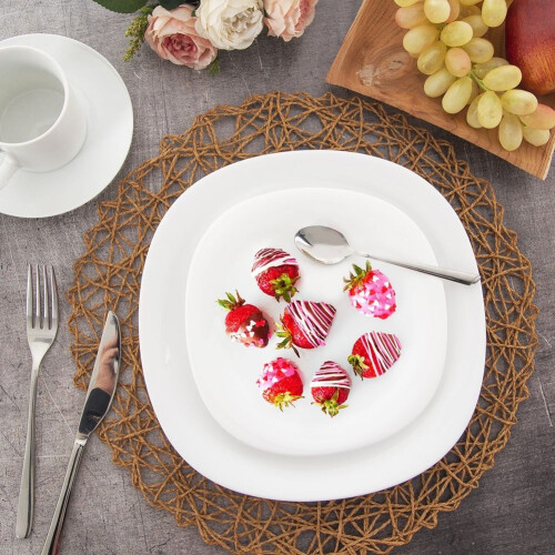 Weißer quadratischer Dessertteller aus elegantem Opalglas 1