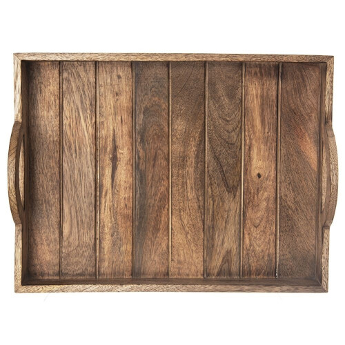 Rechteckiges Serviertablett aus Mangoholz mit Griff 2