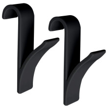 Schwarze Kunststoffhaken für Handtücher und Kleidung, 2er-Pack