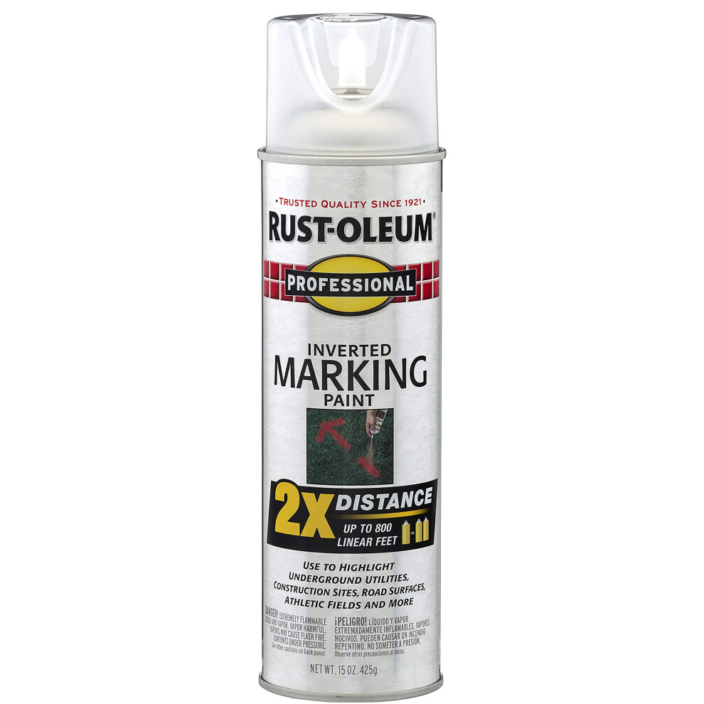 Rust-Oleum 266594 Professional 2X Distance Inverted Marking Spray Paint  15 oz  Clear