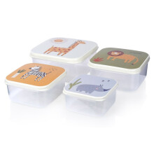 4er-Set Lebensmittelboxen mit Tiermotiven in verschiedenen Größen