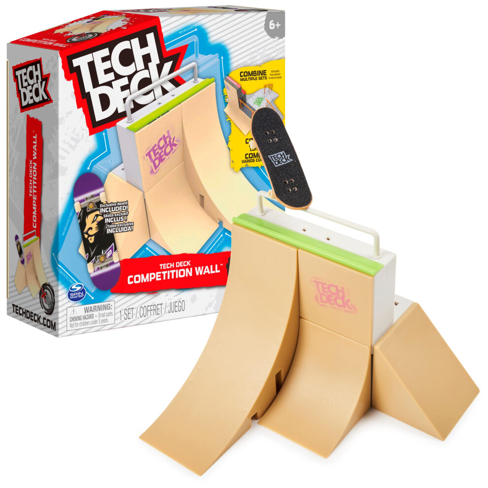 Tech Deck  competition Wall X-connect Park creator  customizable and Buildable Ramp Set with Exclusive Fingerboard  Kids Toy for Boys and girls Ages 6