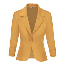 Hybrid & Company Giacca da lavoro leggera casual da lavoro da donna in cardigan elasticizzato con ponte JK1131X Senape 1X