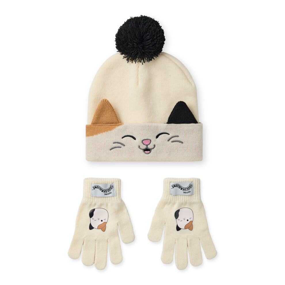 Squishmallows Beanie and Gloves Set (Girls Beige)