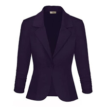 Hybrid & Company Giacca blazer da donna con cardigan a ponte elasticizzato da lavoro casual leggero da ufficio JK1131X Melanzana 1X