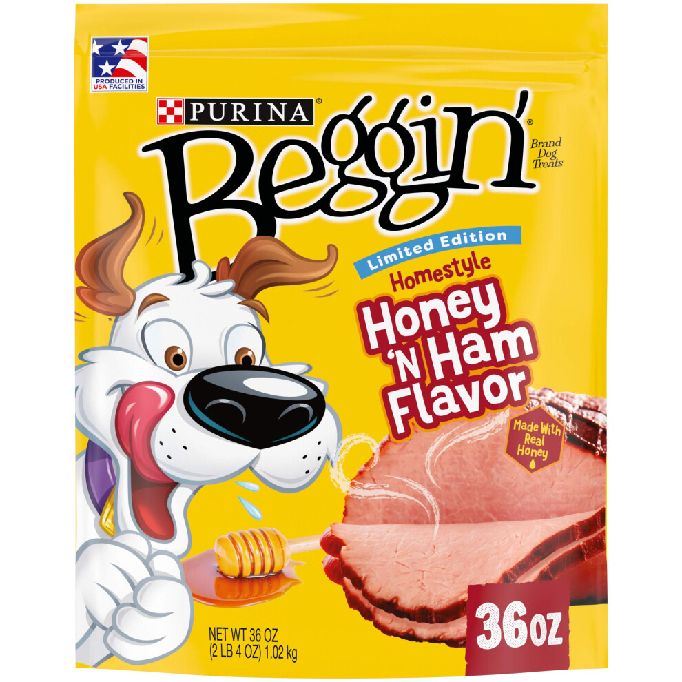 BegginA Limited Edition Adult Dog Treats  Homestyle Honey NA Ham Flavor -36 oz Pouch