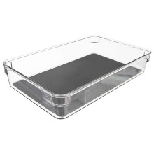 Transparente Aufbewahrungsbox mit Anti-Rutsch-Füßen und Gummimatte