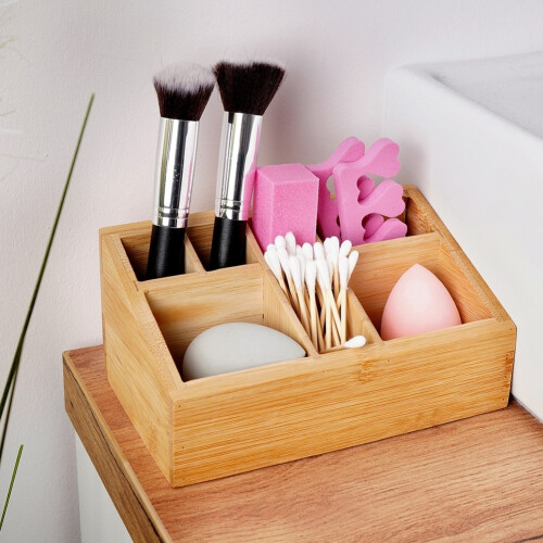 Make-up-Organizer mit sieben Fächern aus stilvollem Bambus 1