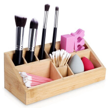 Organizer mit 10 Fächern aus Bambusholz für Schminke und Make-up
