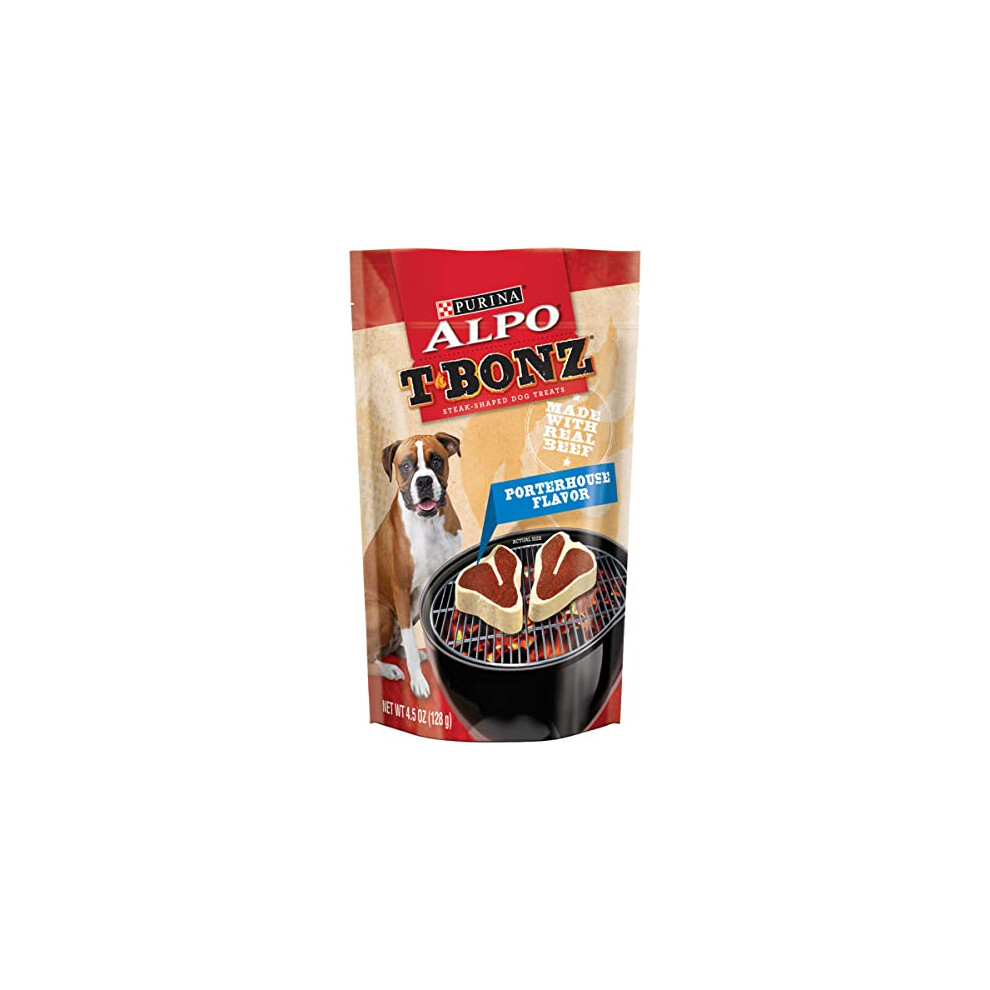 Purina ALPO Made in USA Facilities Dog Treats  TBonz Porterhouse Flavor - (5) 45 oz Pouches