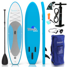 SereneLife Inflatable Stand Up Paddle Board (6 Inches Thick) with Premium Accessories carryBag Wide Stance Bottom Fin for Paddling Surf control N