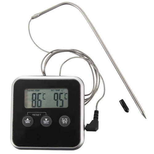 Digitales Küchenthermometer mit Fühler, Display und Timer