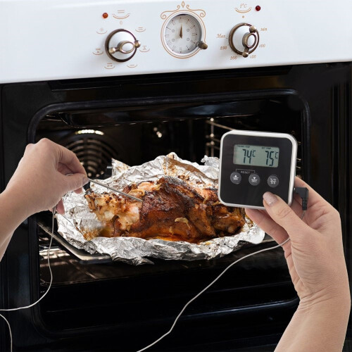 Digitales Küchenthermometer mit Fühler, Display und Timer 1