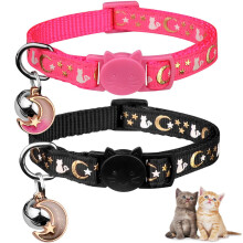 2 collari per gatti staccabili con campanelle e stelle, simpatici gattini, collari sicuri regolabili per gattini con pendente che si illumina al