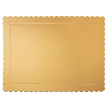 Rechteckige Kuchenplatte 40x30 cm aus glänzendem Goldkarton